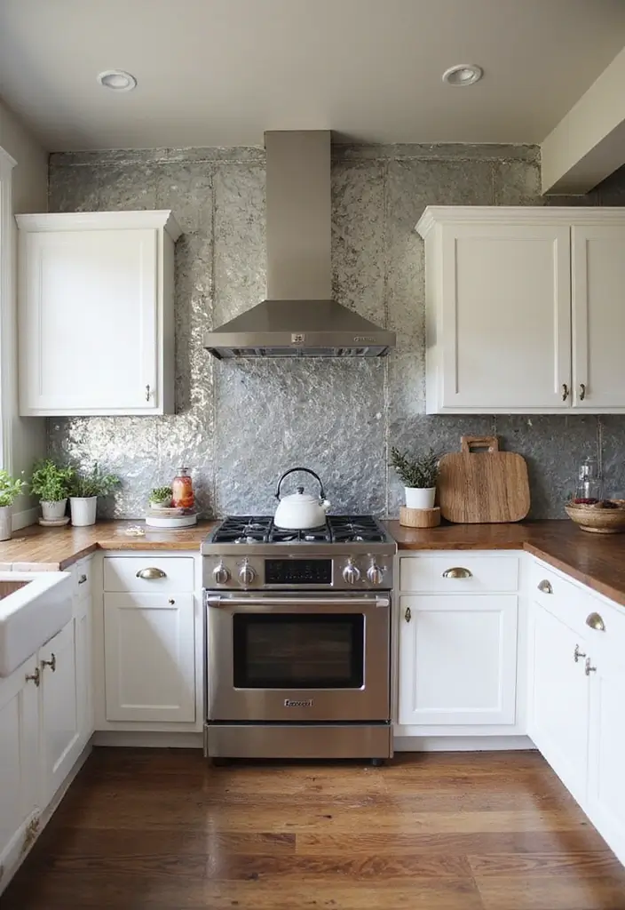 Винтажные металлические панели на кухне